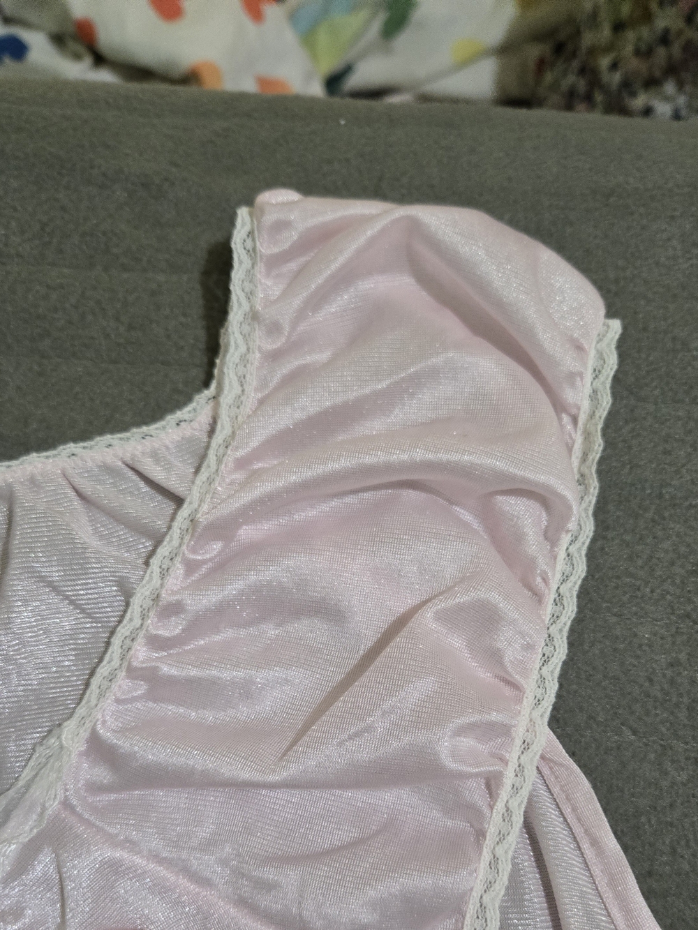 Vintage Sears Pink Nylon Nightgown Lace Trim Keyhole Lounge Sleep Dress Women's - Picture 5 of 9